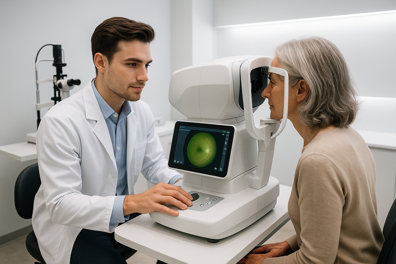 Clinique moderne avec un professionnel utilisant un équipement numérique avancé