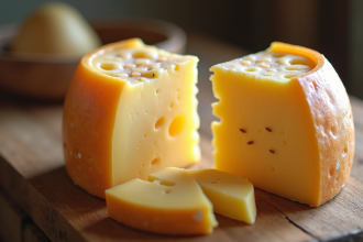 Fromage corse avec larves visibles sur la coupe principale