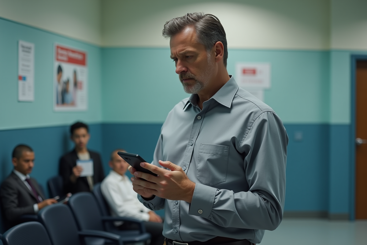Homme patient dans une salle d