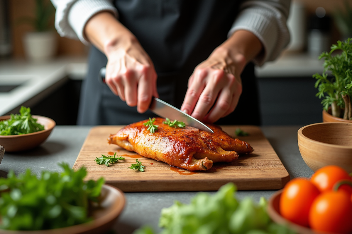 Préparation de légumes frais pour le confit de canard