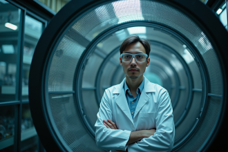 Scientiste dans une cage Faraday en plein jour