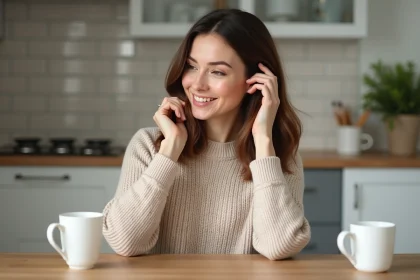 Femme appliquant un masque capillaire à la maison