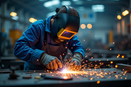 Soudeur utilisant un équipement avancé dans un atelier moderne