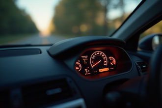 Tableau de bord de voiture avec voyant ASR allumé en journée