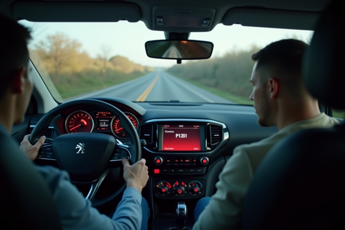 Conducteur inquiet avec voyant d